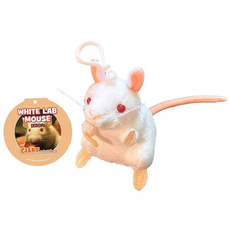 White Lab Mouse key chain