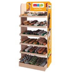 MOJO 68cm Wooden Display with dividers and wheels