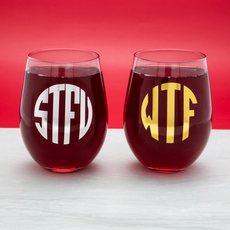 Monogram Wine Glass Set (WTF and STFU)