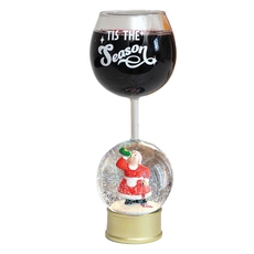 Lit Mrs Claus Snowglobe Wine Glass 