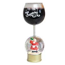 Lit Mrs Claus Snowglobe Wine Glass