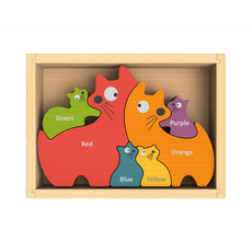 Cat Family Bilingual Puzzle (English-Spanish)